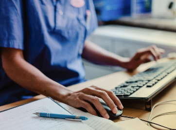 Woman at keyboard